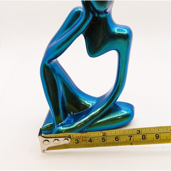 The Thinker Chameleon Teal Resin Handmade NEW - Picture 5 of 6